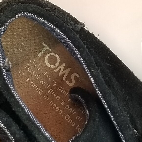 Toms Boots Youth 12 Girls Kala Desert Wedge Ankle Bootie Black Suede - Picture 7 of 8